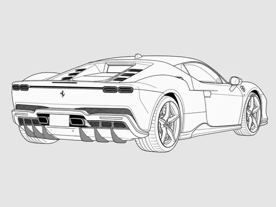 Ferrari 849 Testarossa rear 3/4 view