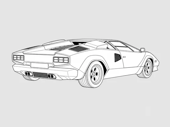 Lamborghini Countach rear 3/4 view